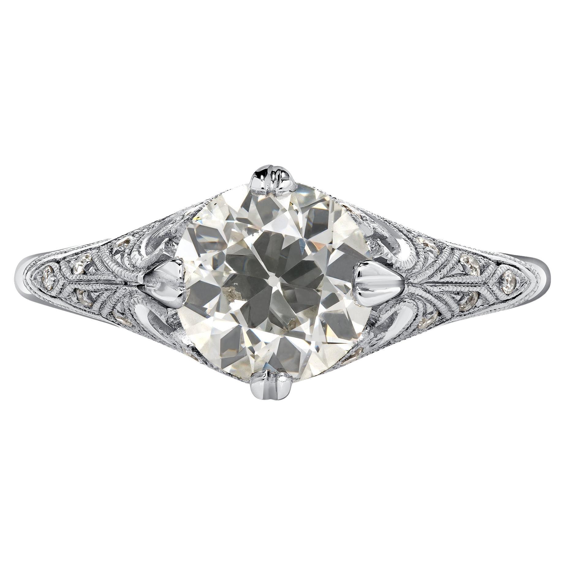 Handcrafted Itzela Old European Cut Diamond Ring by Single Stone For Sale