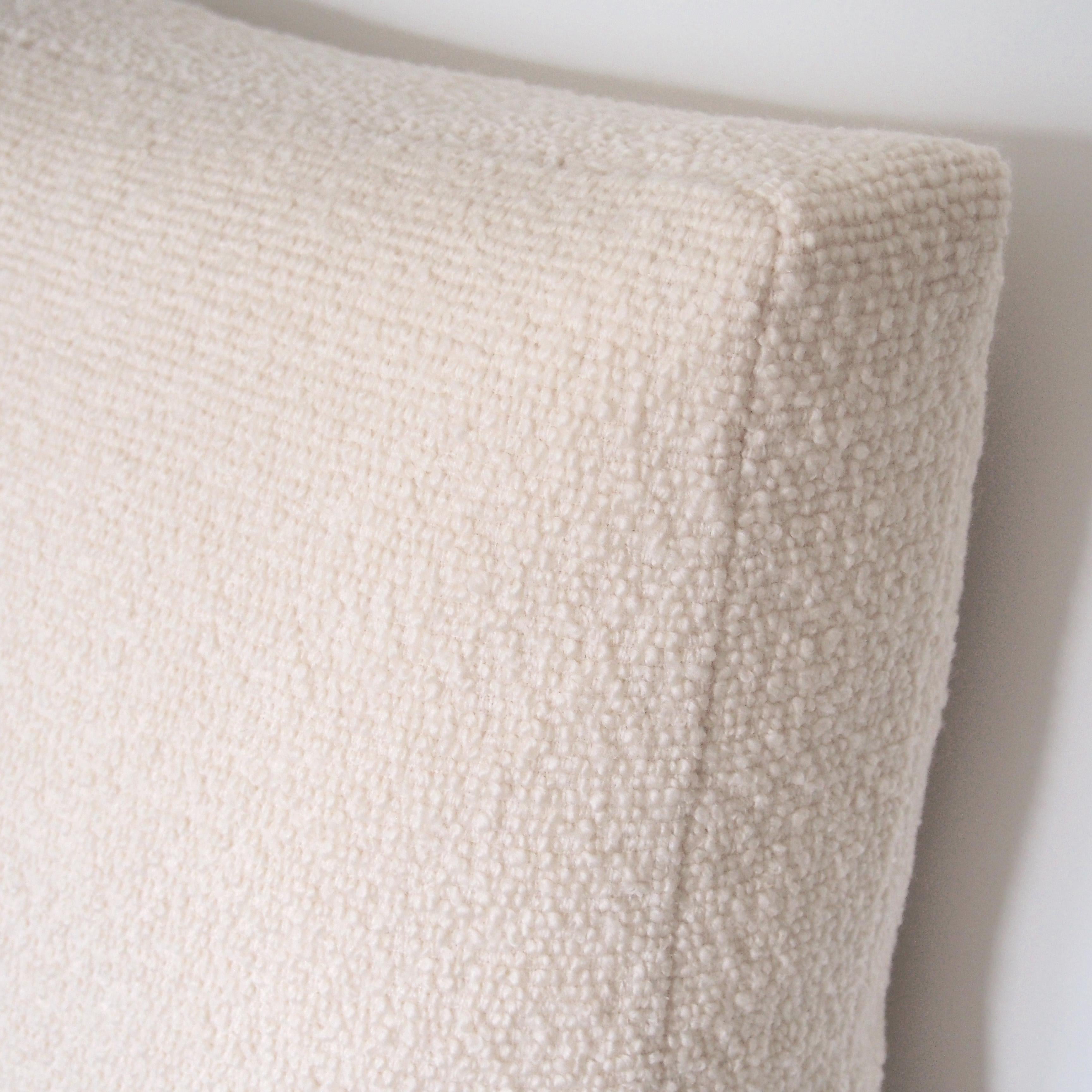 New Zealand Handcrafted Ivory Bouclé Square Pillow Cushion For Sale