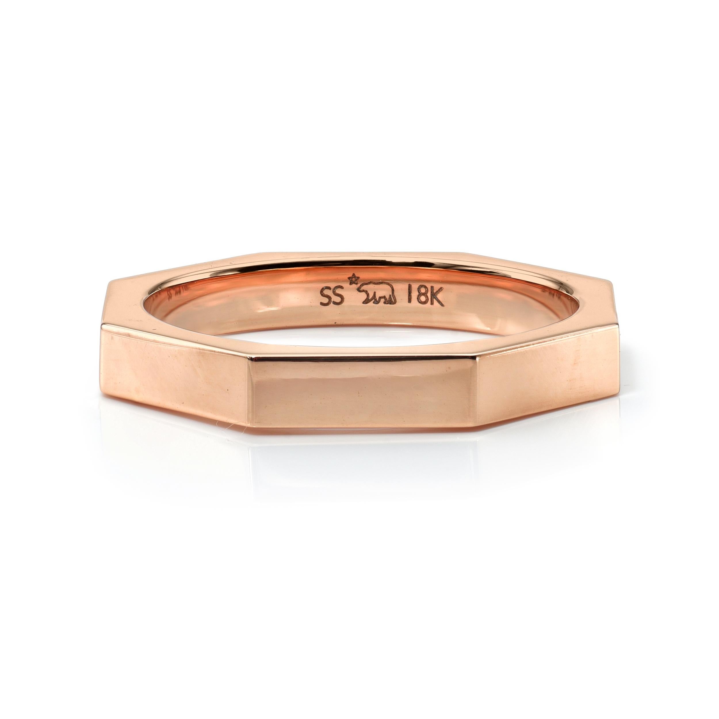Im Angebot: Handgefertigtes achteckiges, achteckiges Jacqueline-Goldband aus 18 Karat Gold von Single Stone () 2