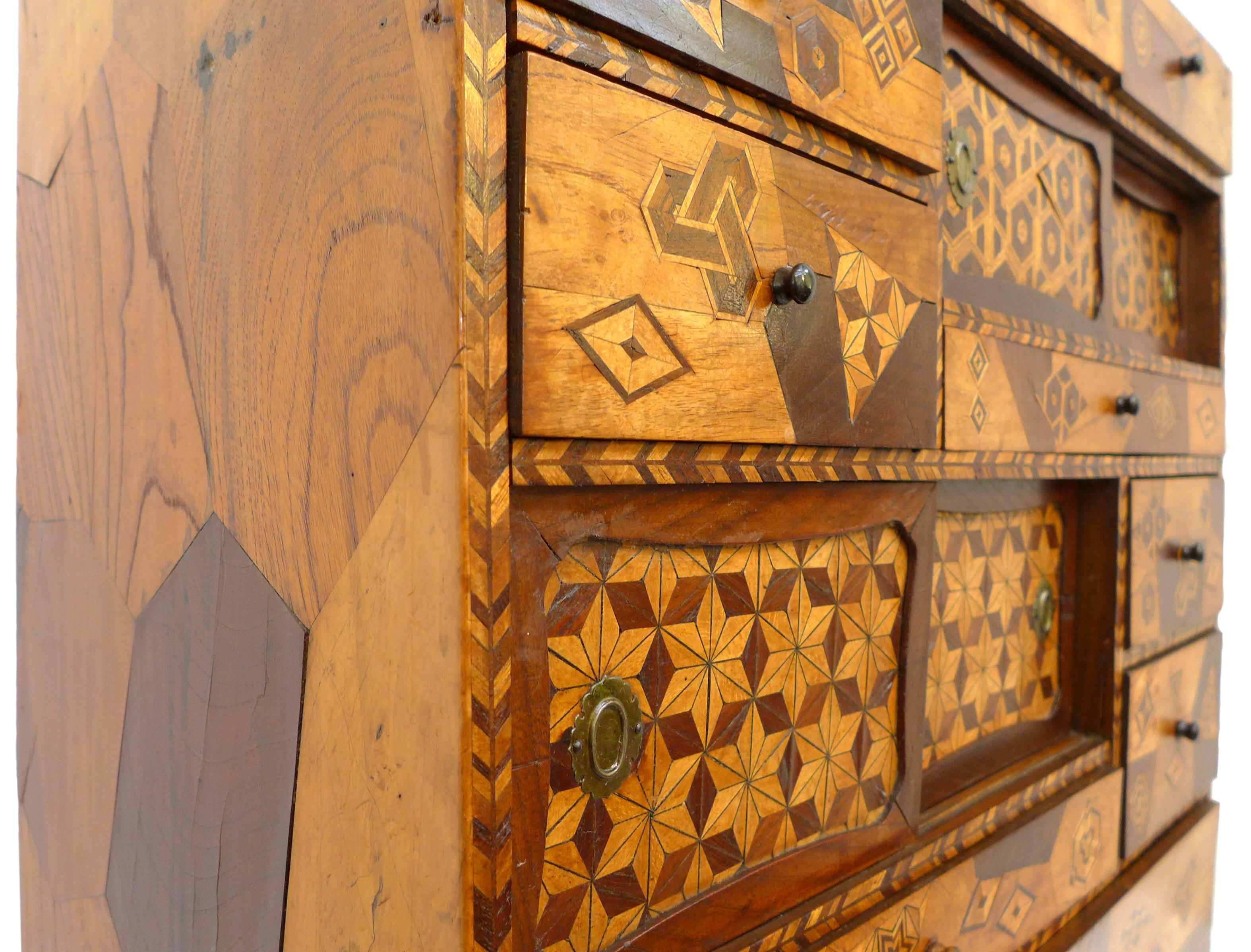 Wood Handcrafted Japanese Marquetry Cabinet