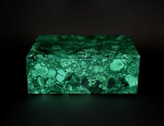 Handgefertigte Jumbo Malachit Box, 8x6 Zoll, skulpturales Design