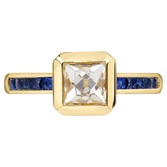 Handcrafted Karina French Cut Diamond and Sapphire Ring by Single Stone