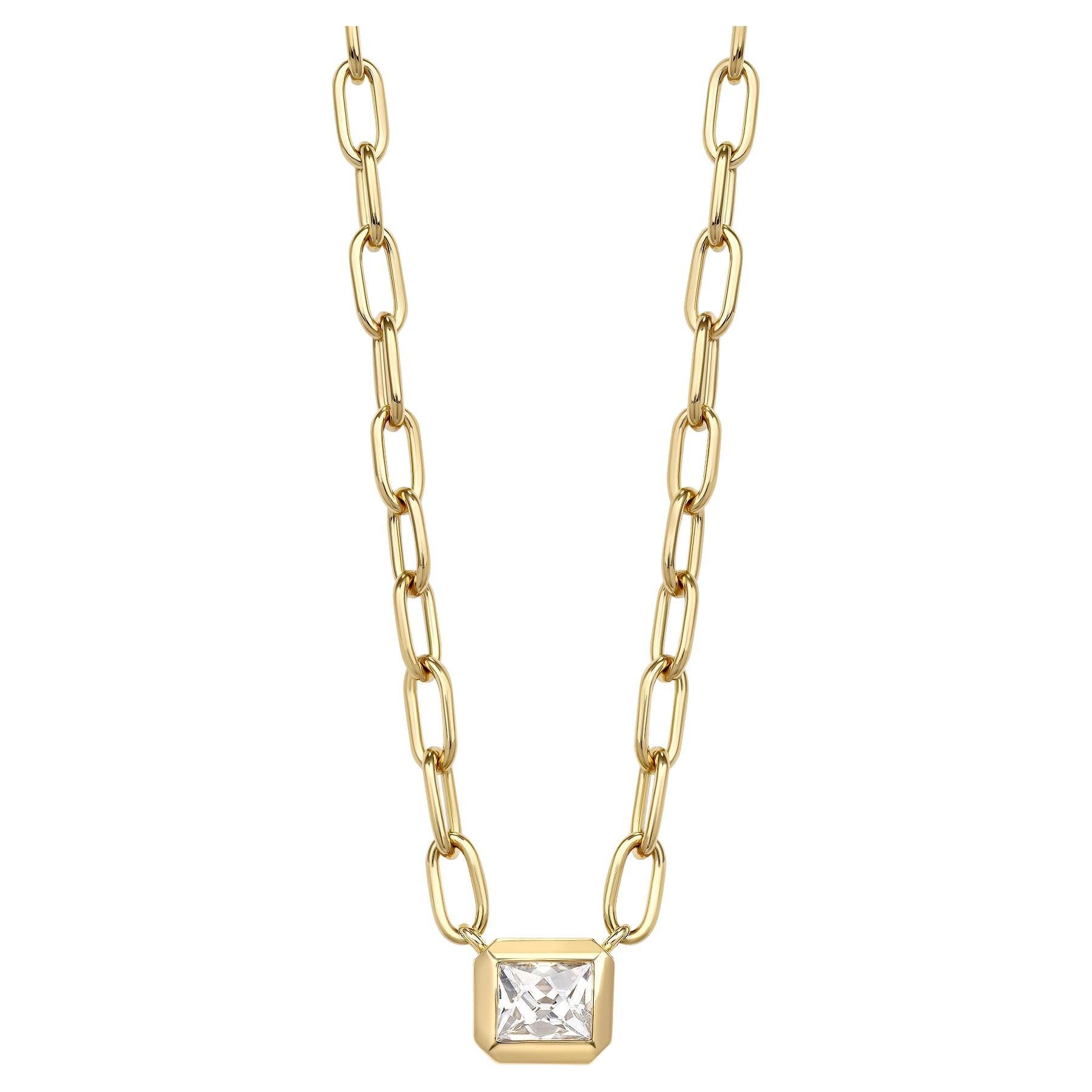 Handcrafted Karina French Cut Diamond Necklace by Single Stone For Sale