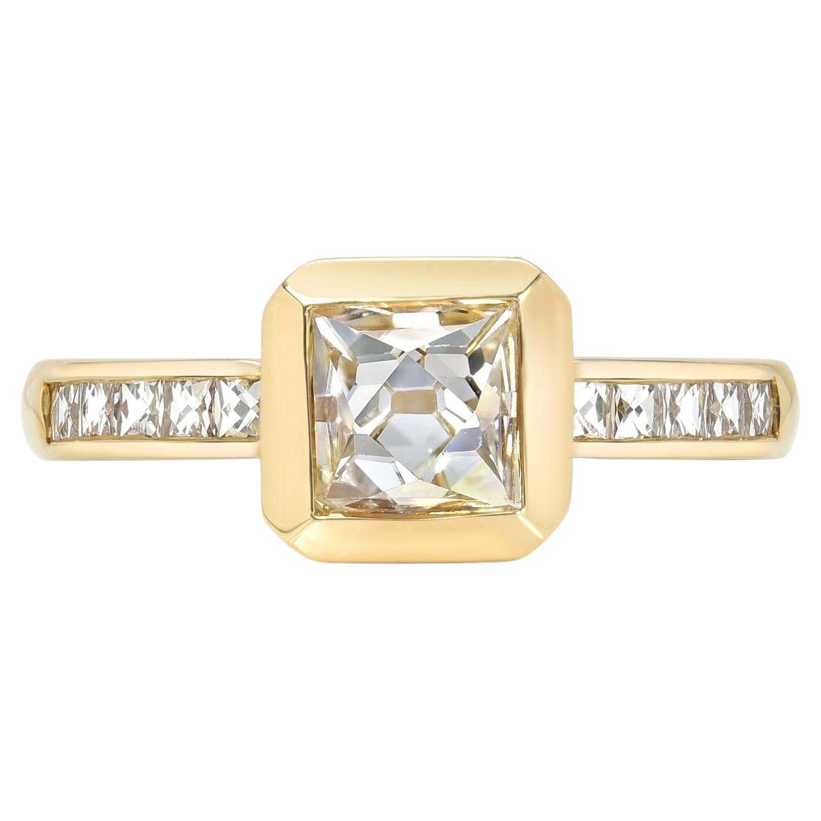 Handcrafted Karina French Cut Diamond Ring by Single Stone For Sale