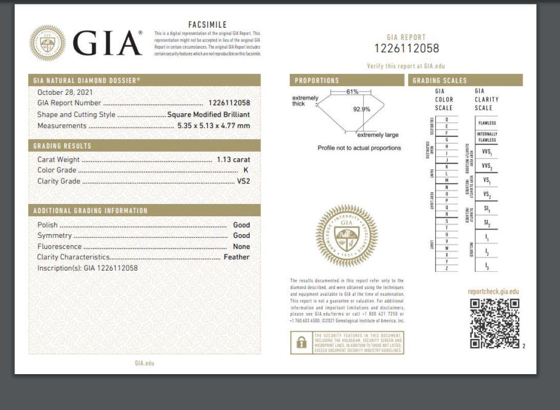 Handgefertigte Karina-Ohrstecker mit Diamant im französischen Schliff von Single Stone Damen im Angebot