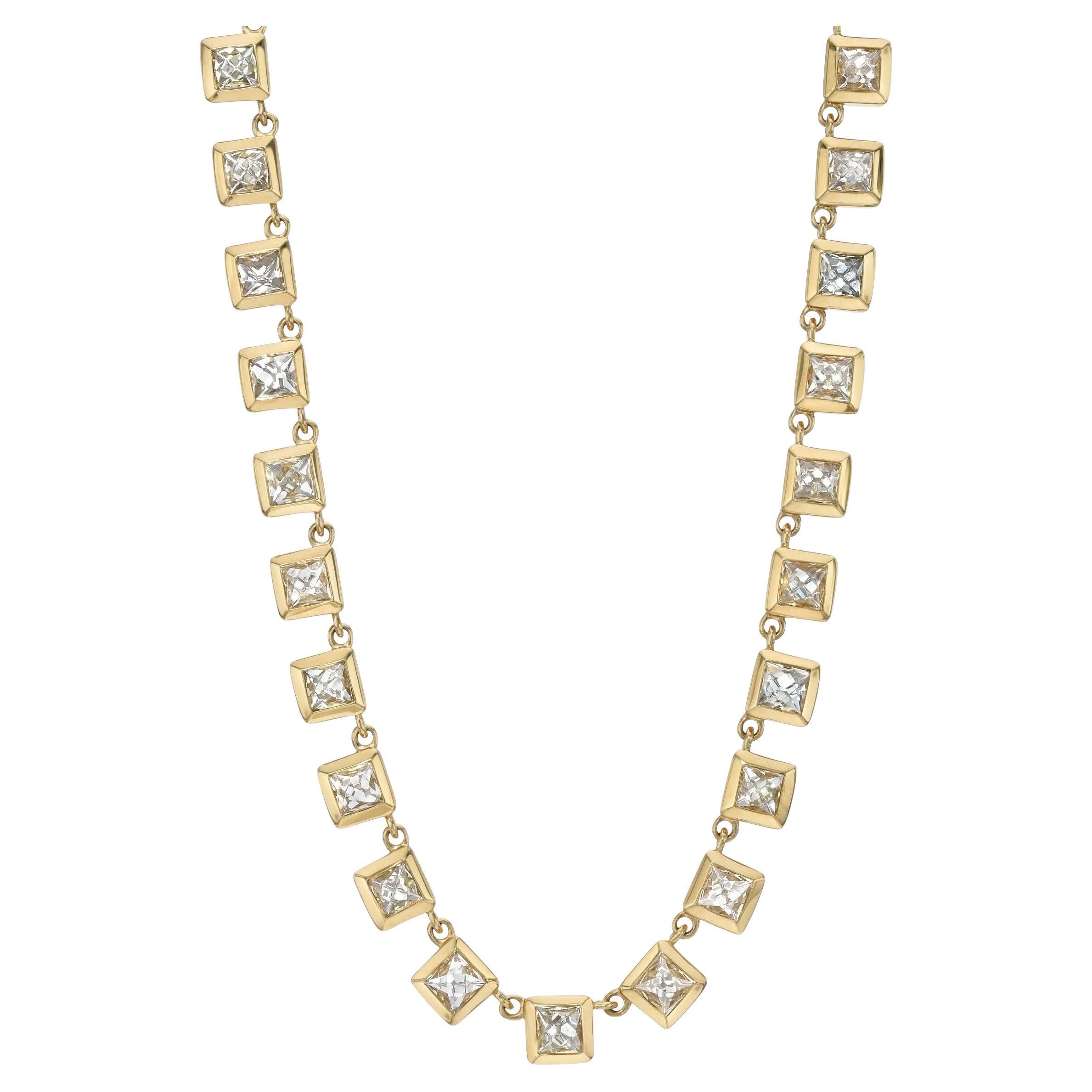 Handcrafted Karina French Cut Diamond Necklace by Single Stone For Sale