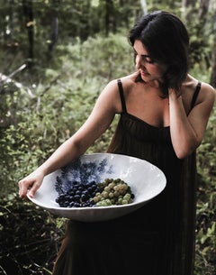 Extra große blau-weiße Schale aus Kaschmir-Porzellan, handgefertigt