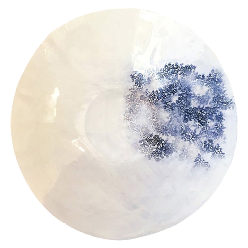 Très grand bol en porcelaine bleu et blanc du Cachemire, fabriqué à la main en vente