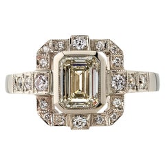 Handgefertigter Katie-Diamantring mit Smaragdschliff von Single Stone