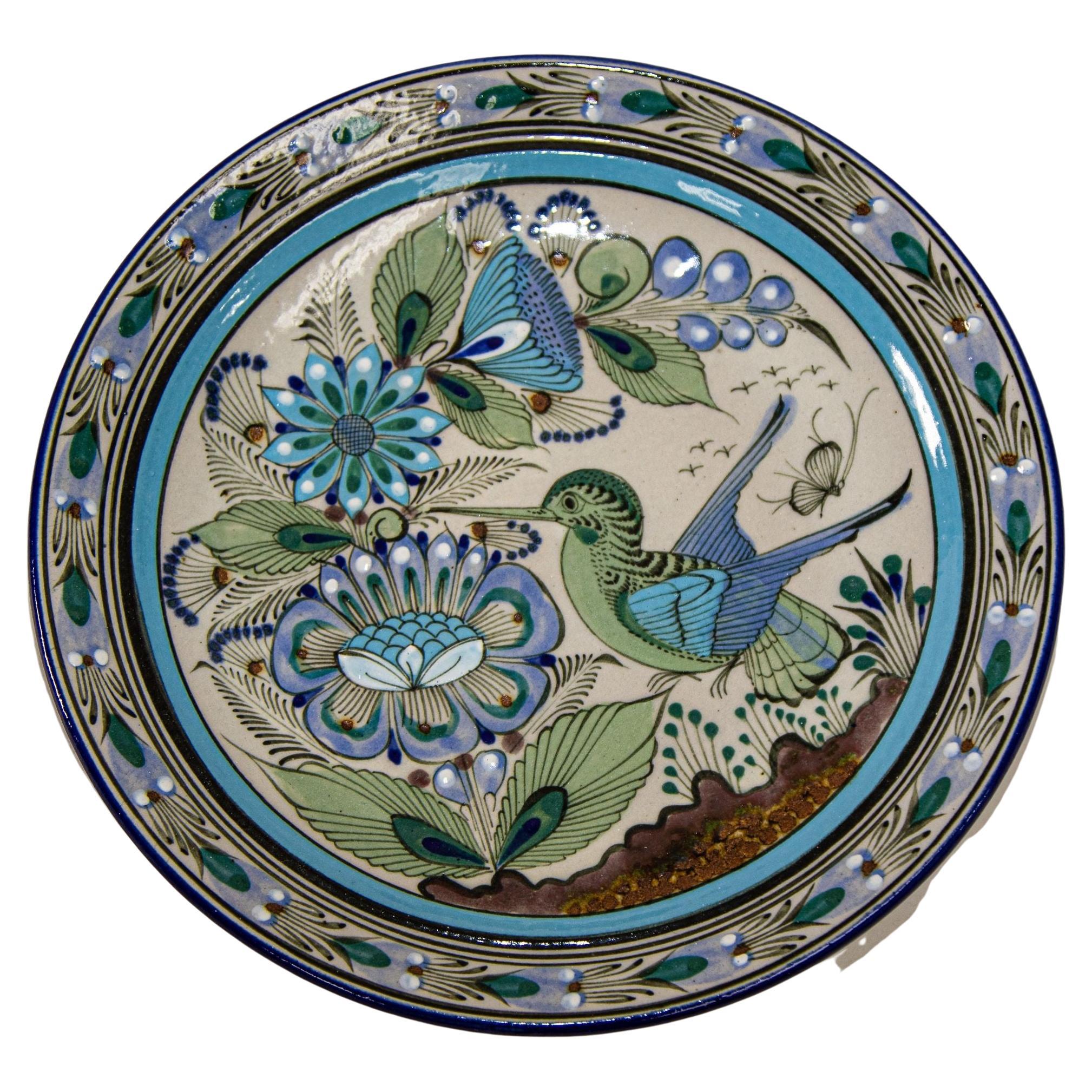 Handcrafted Ken Edwards Ceramic Wall Plate Tonala Mexico Folk Art Pottery For Sale