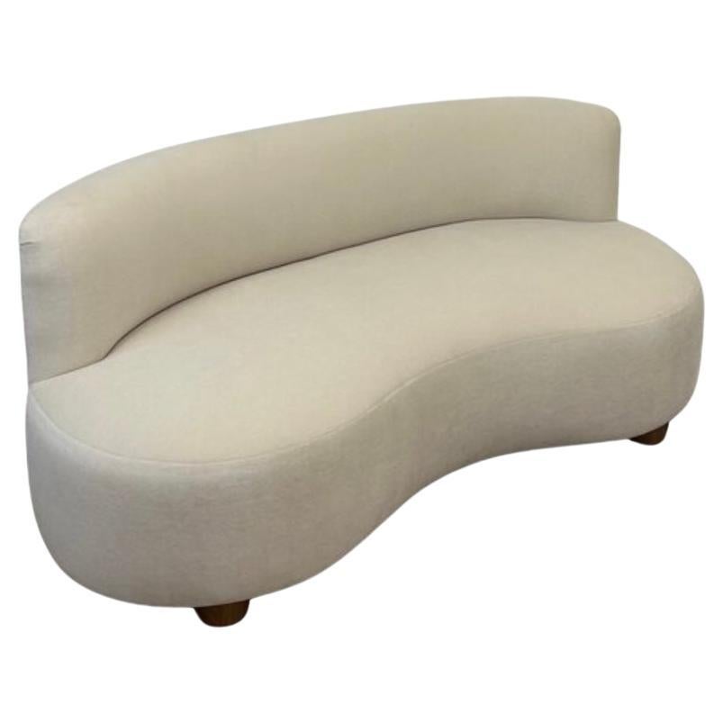 Teal Mohair Kidney Shaped Sofa For Sale at 1stDibs