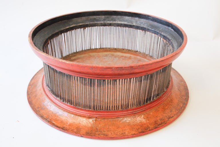 Handcrafted Lacquered Red Thai Stand Large Wooden Tray For Sale at 1stDibs