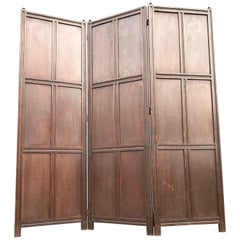 Handcrafted Large Arts and Crafts Solid Tiger Oak Folding Screen or Room Divider