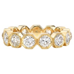 Handcrafted Large Gemma Old European Cut Diamond Eternity Band by Single Stone