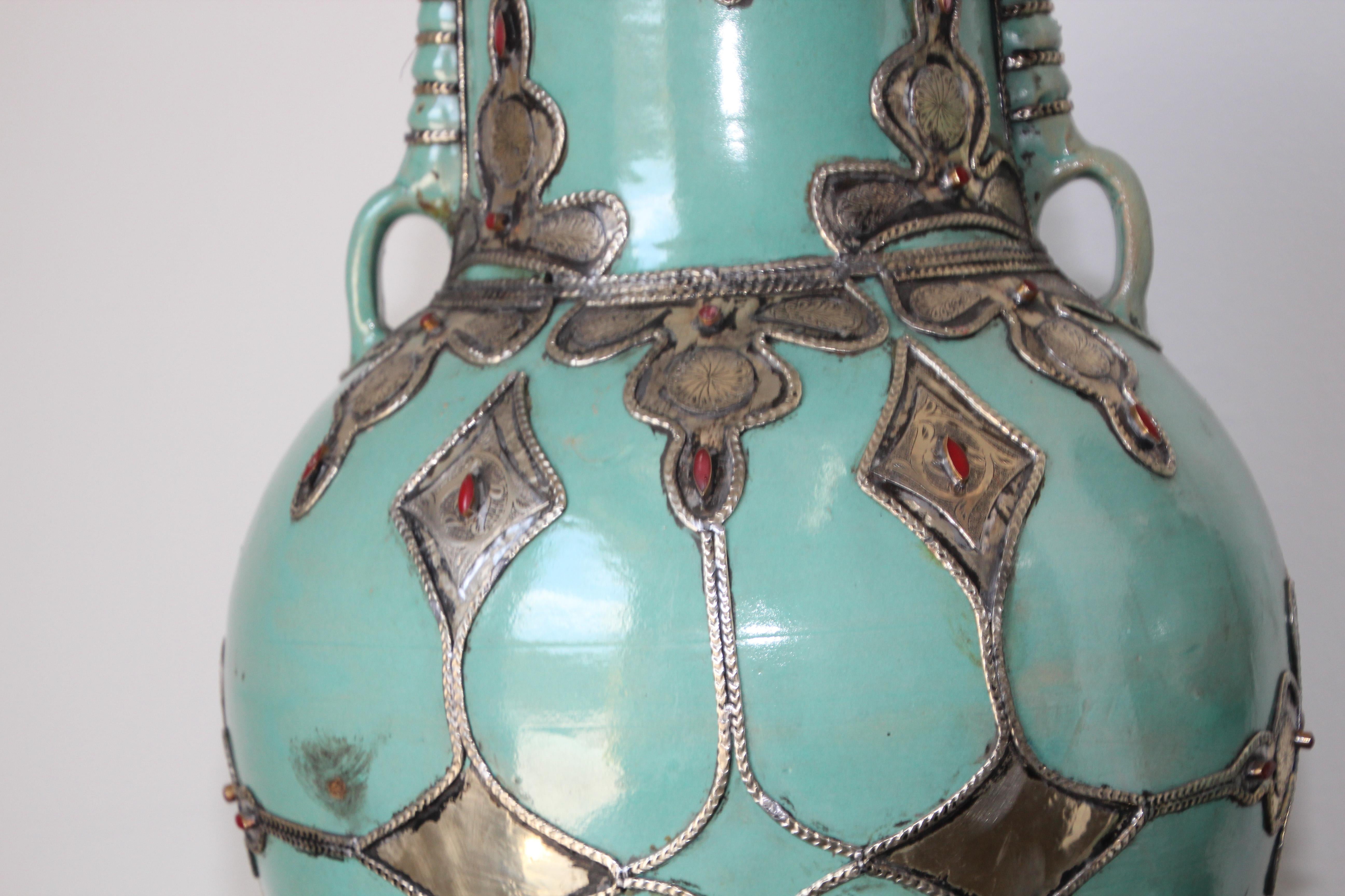 Handcrafted Large Moorish Ceramic Vases with Handles 4