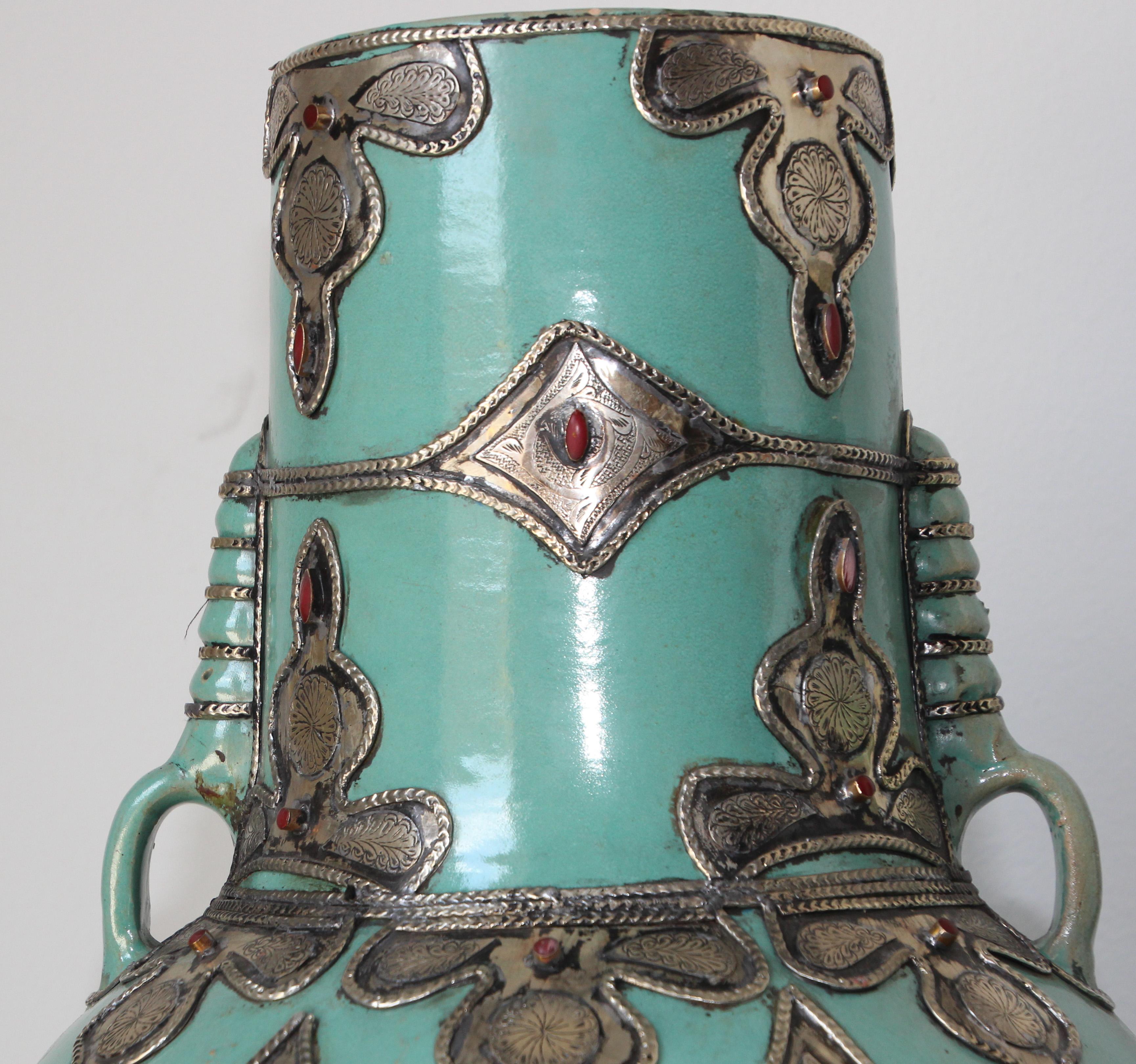 Handcrafted Large Moorish Ceramic Vases with Handles 7