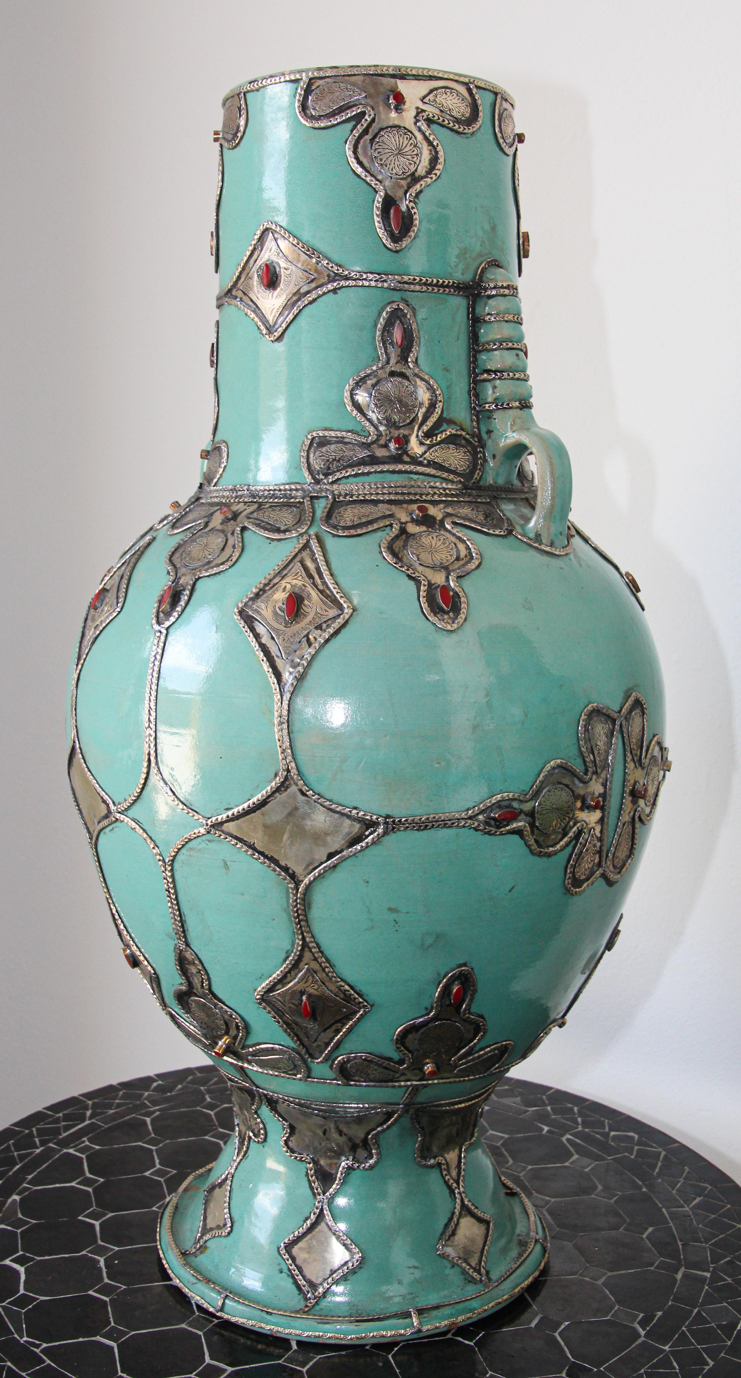 Handcrafted Large Moorish Ceramic Vases with Handles 8
