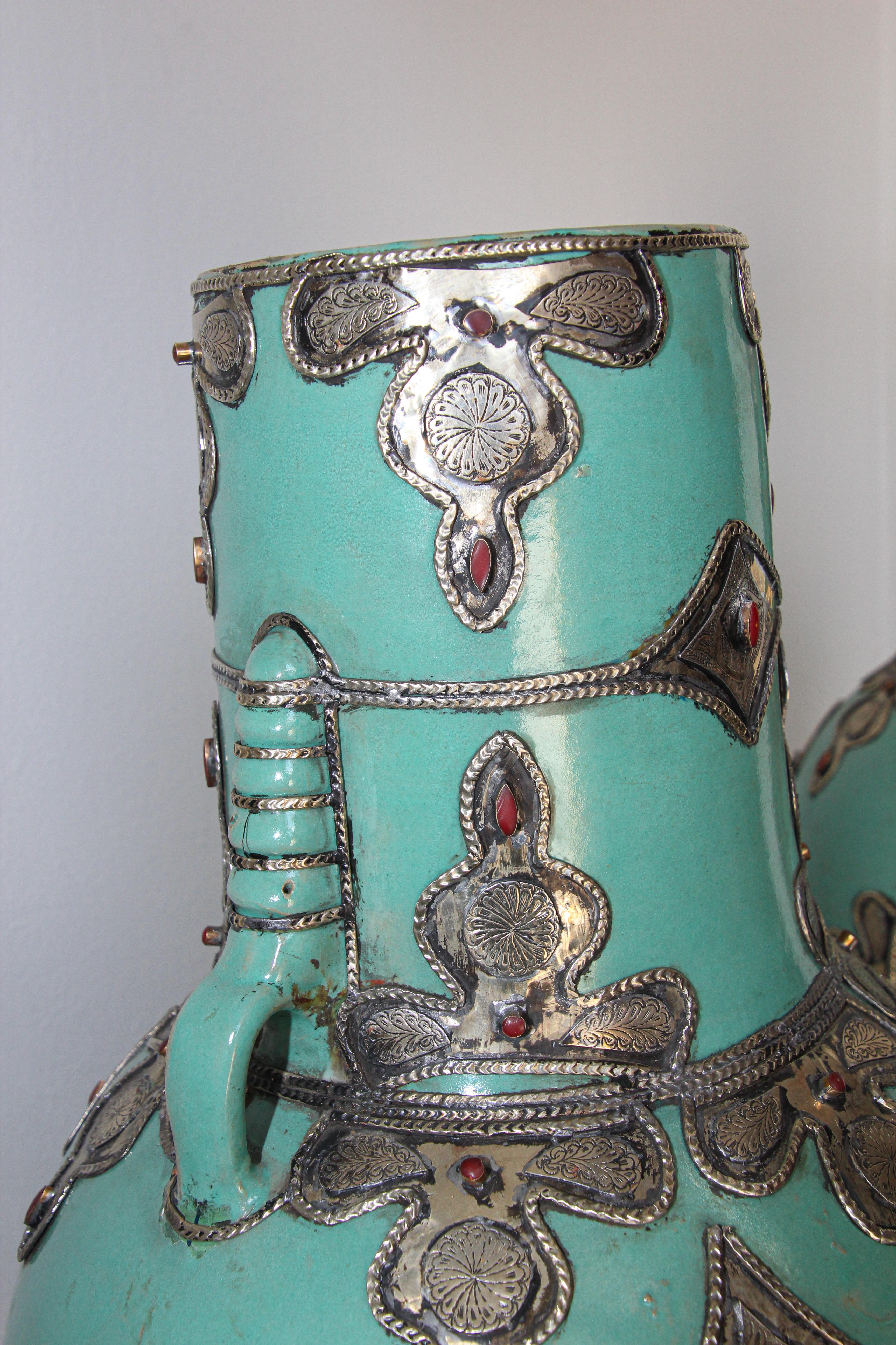 Handcrafted Large Moorish Ceramic Vases with Handles 13