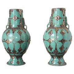 Handcrafted Large Moorish Ceramic Vases with Handles