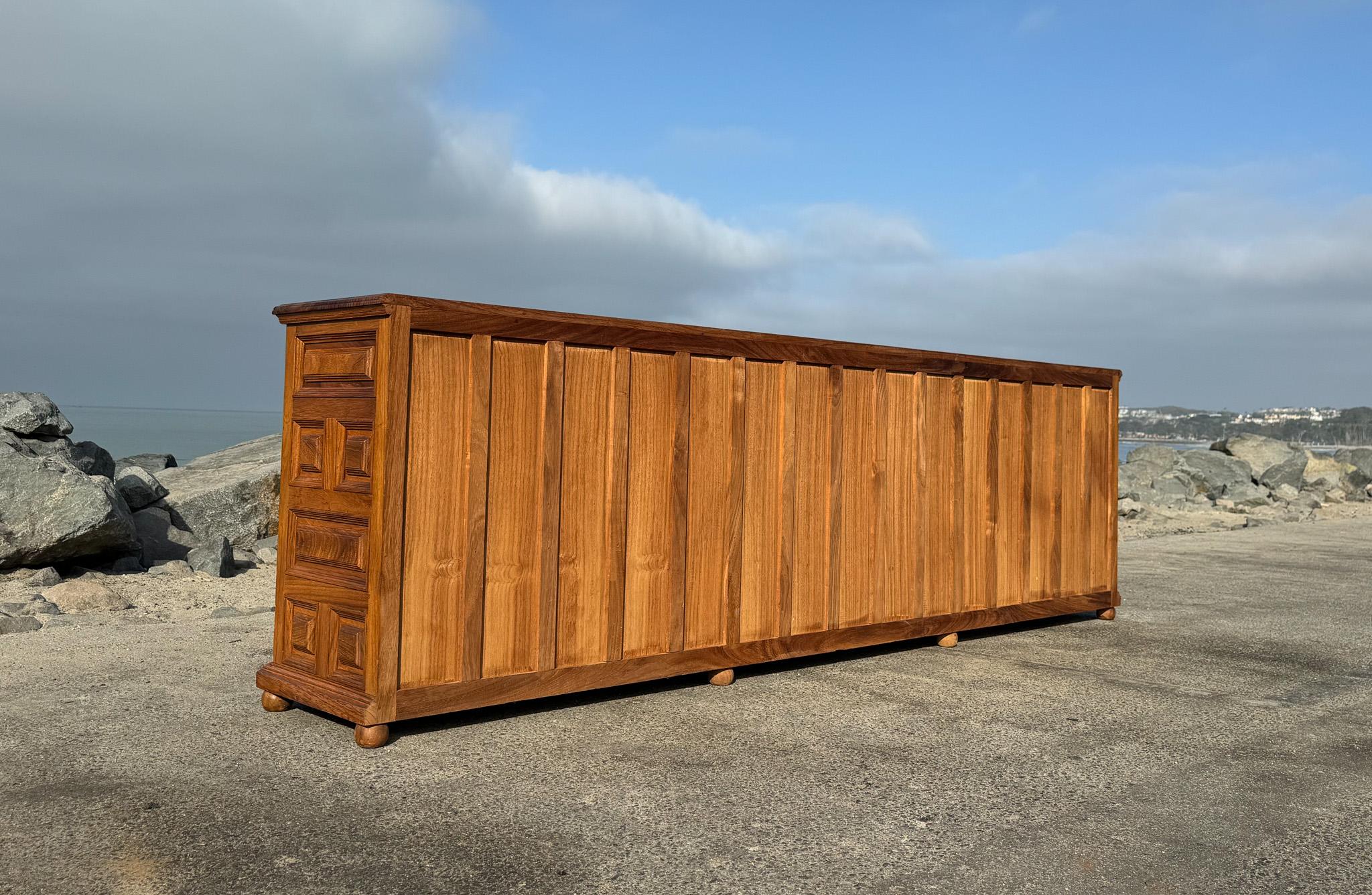 Handcrafted Large Scale Spanish Colonial Mahogany Credenza, Mexico, c.1970 6