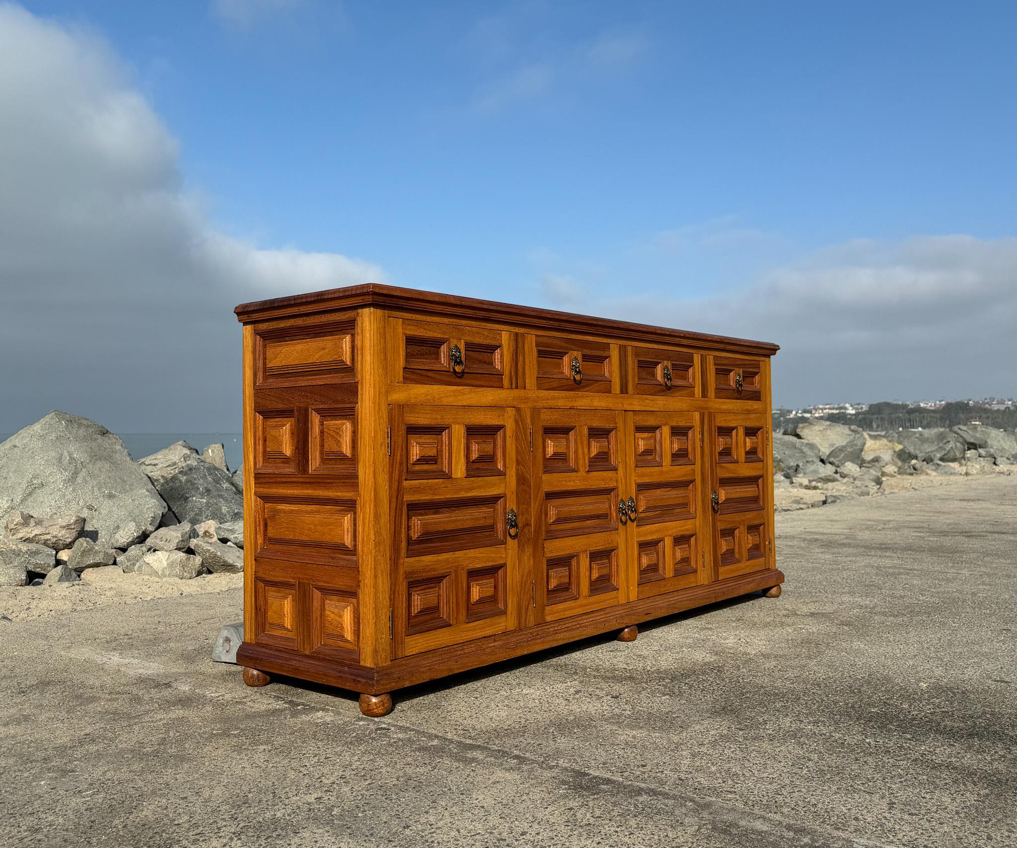 Handcrafted Spanish Colonial Mahogany Credenza, Mexico, c.1970 8