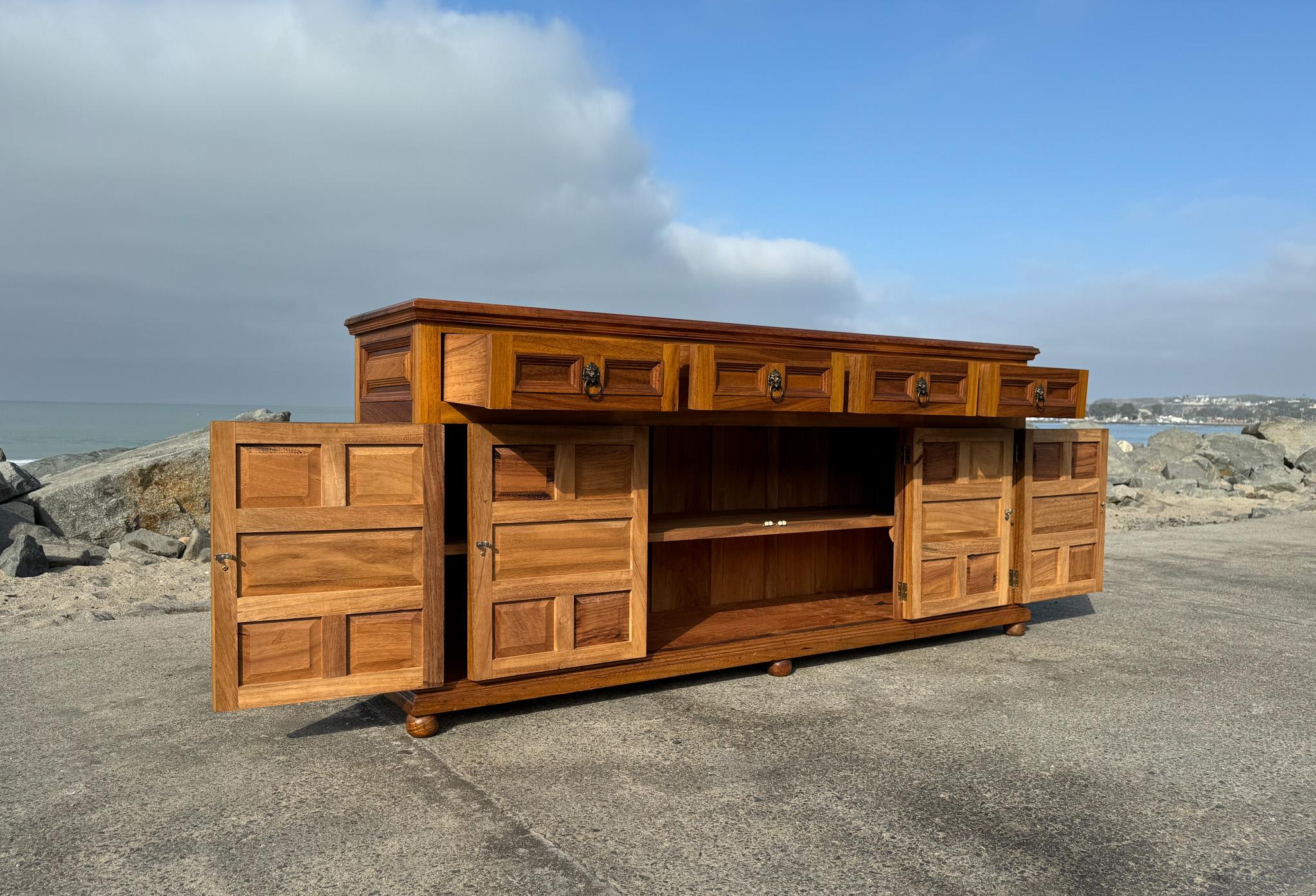 Handcrafted Spanish Colonial Mahogany Credenza, Mexico, c.1970 9