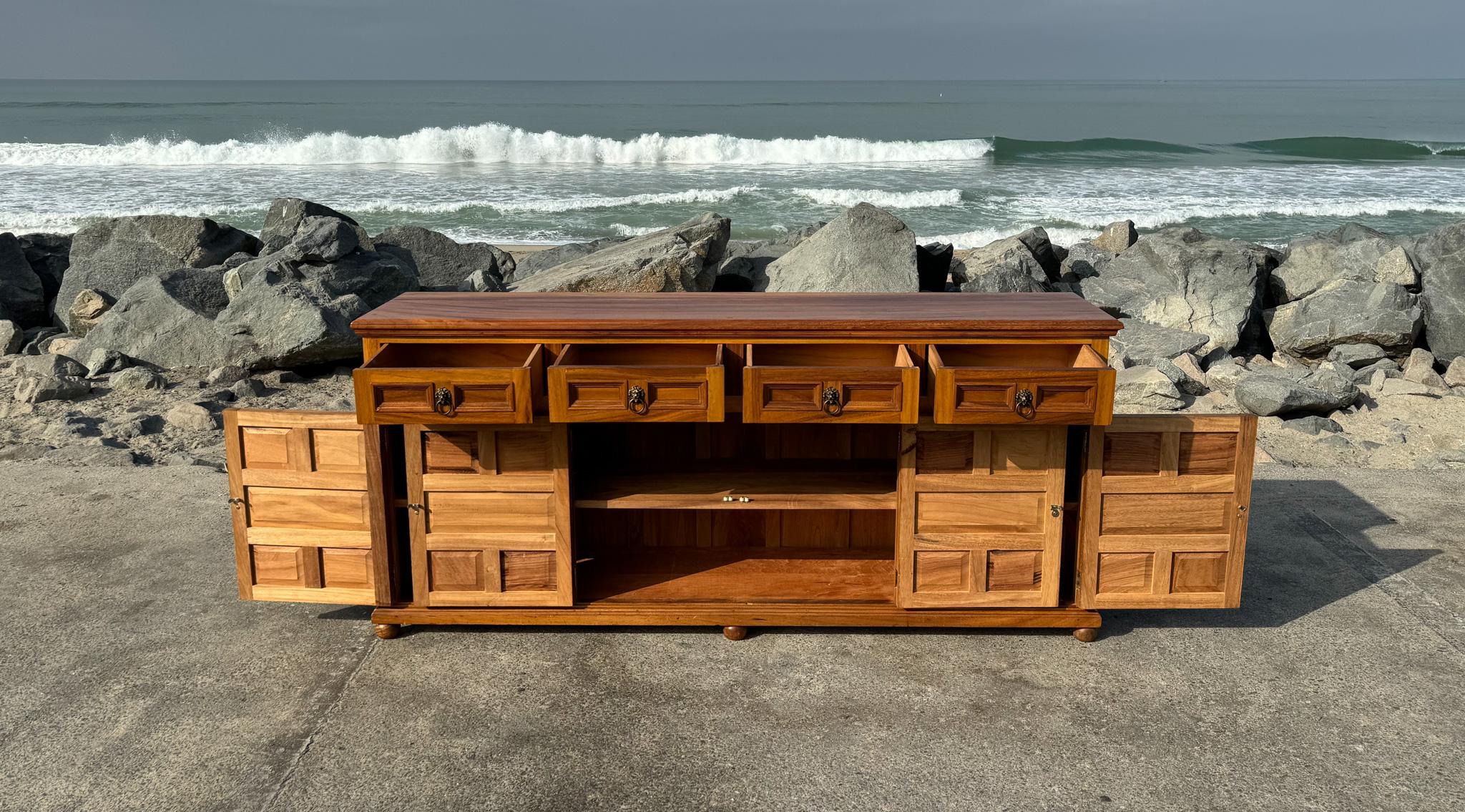 Handcrafted Spanish Colonial Mahogany Credenza, Mexico, c.1970 11
