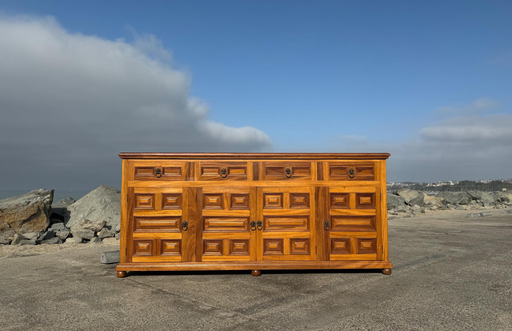 Handcrafted Spanish Colonial Mahogany Credenza / Cabinet, Mexico, c.1970. 