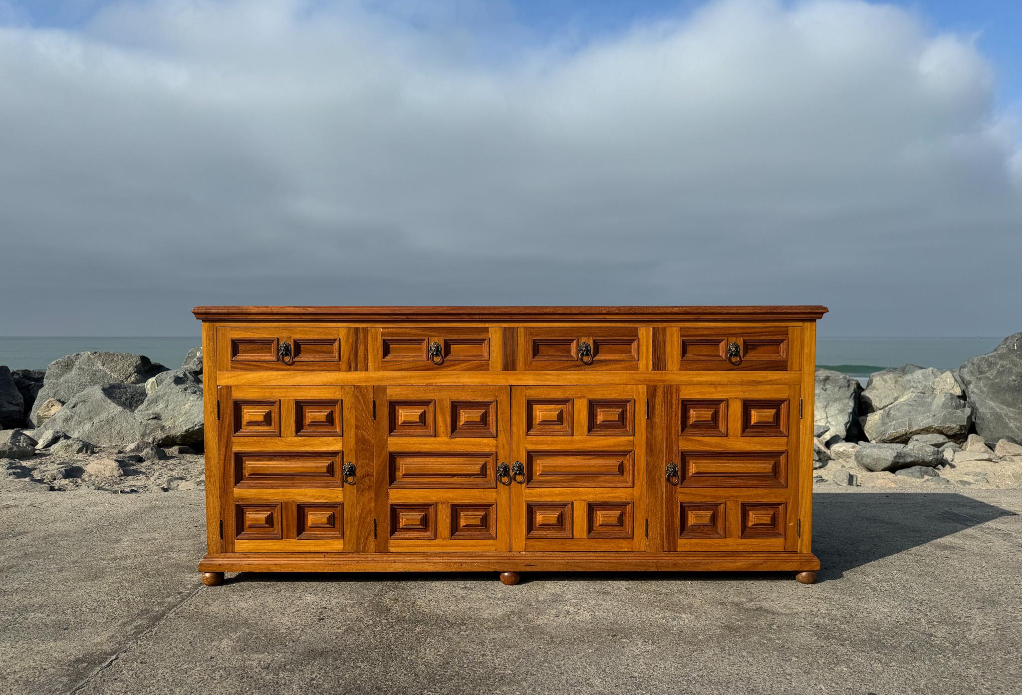 Handcrafted Spanish Colonial Mahogany Credenza, Mexico, c.1970 1