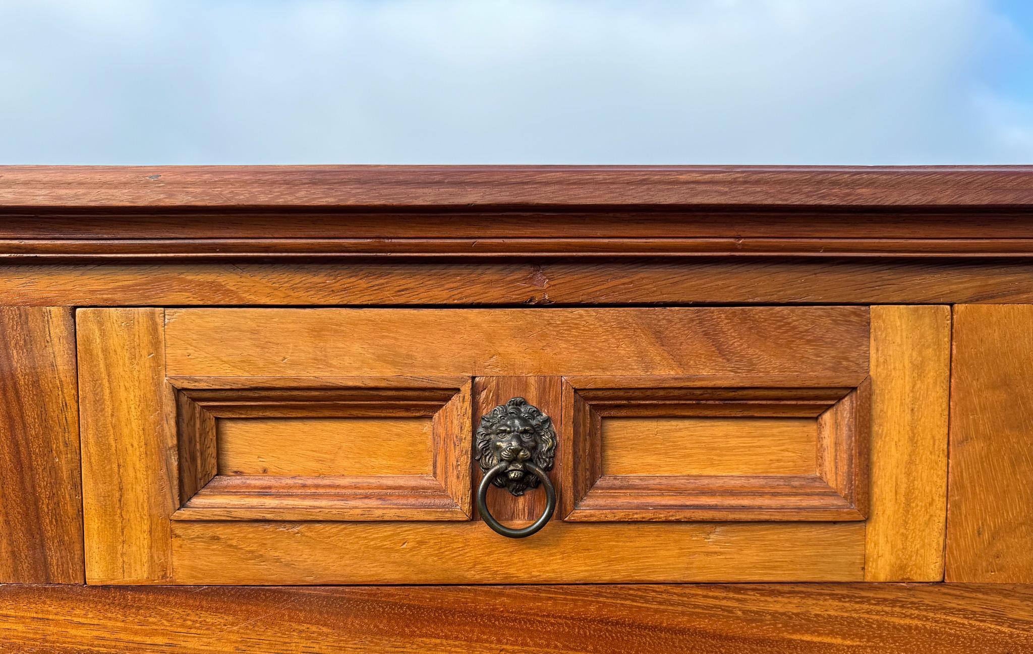 Handcrafted Large Scale Spanish Colonial Mahogany Credenza, Mexico, c.1970 1