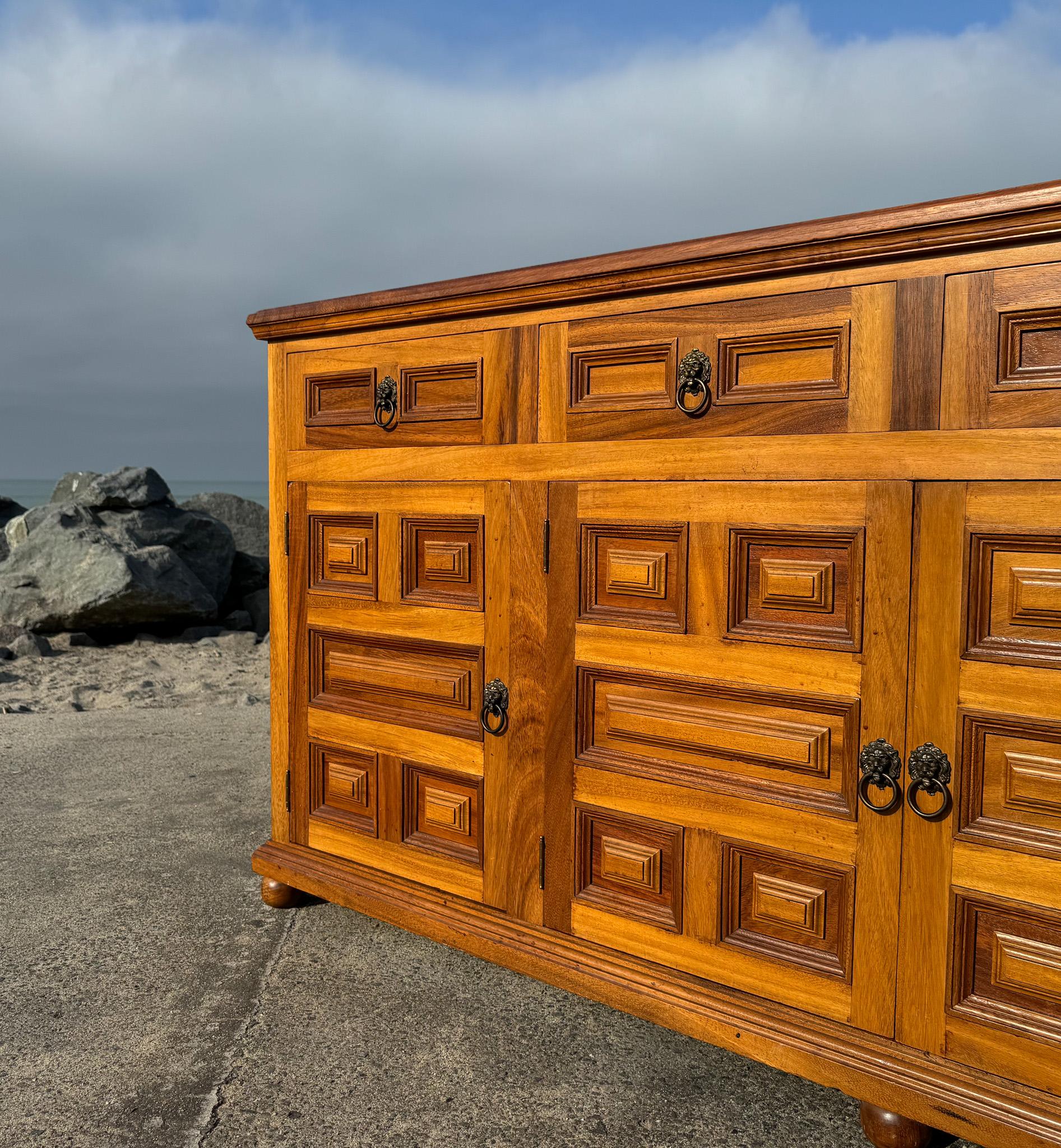 Handcrafted Spanish Colonial Mahogany Credenza, Mexico, c.1970 2