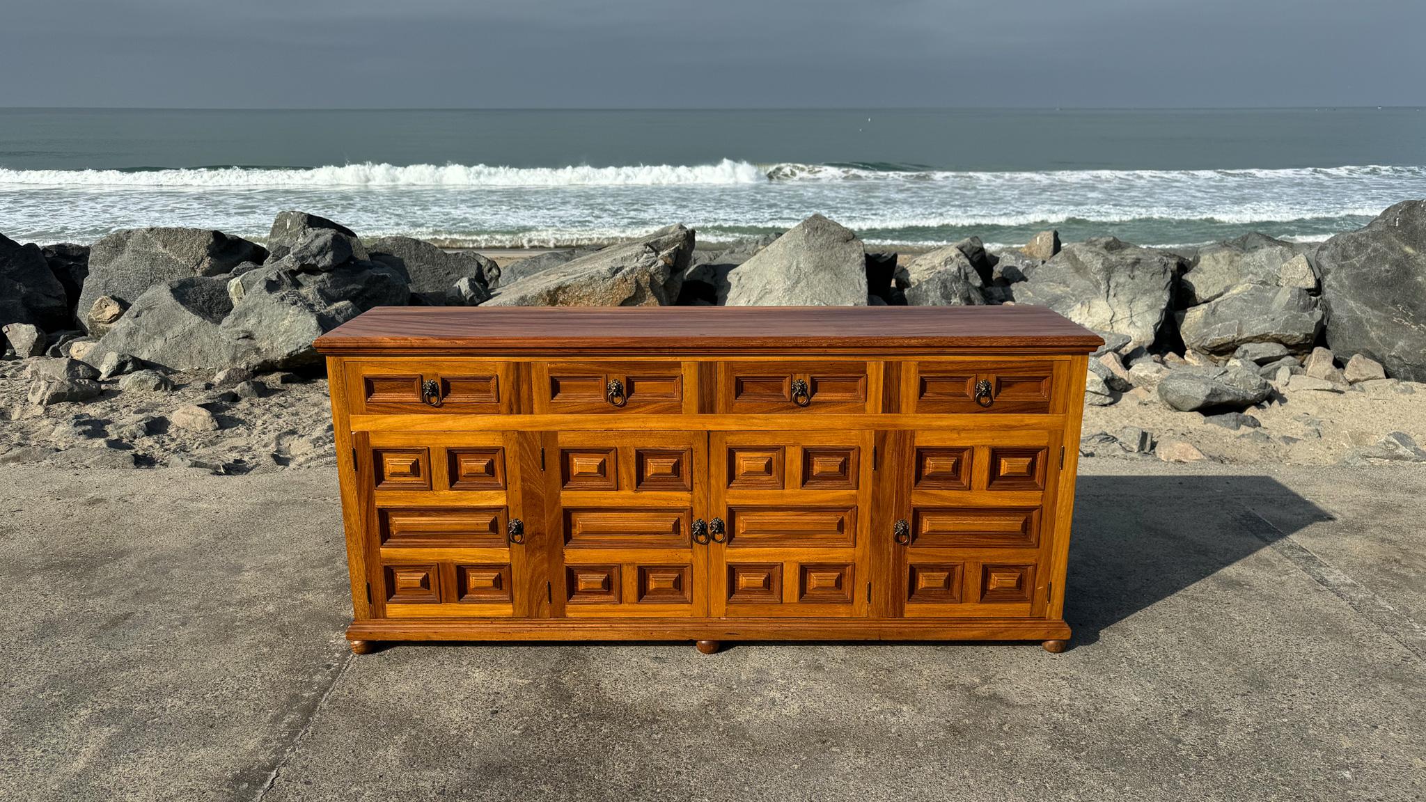 Handcrafted Spanish Colonial Mahogany Credenza, Mexico, c.1970 3