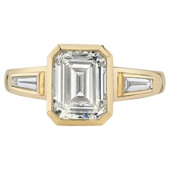 Handgefertigter Laurie-Diamantring mit Smaragdschliff von Single Stone