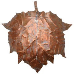 Vintage Handcrafted Leaf Wall Light in Solid Copper, 1970s, Germany