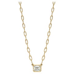 Handcrafted Leah Emerald Cut Diamond Pendant Necklace by Single Stone