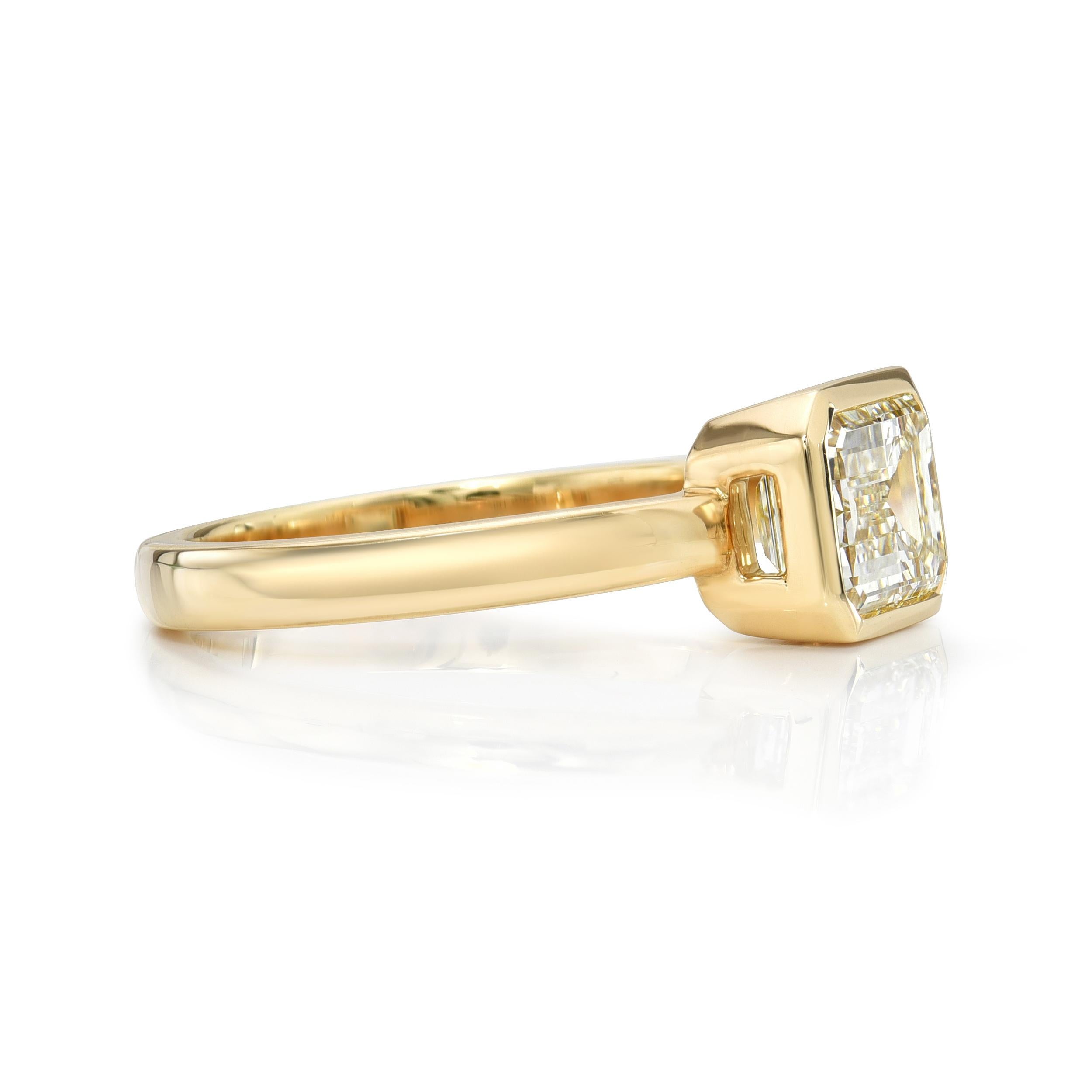Handcrafted Leah Emerald Cut Diamond Ring by Single Stone In New Condition For Sale In Los Angeles, CA