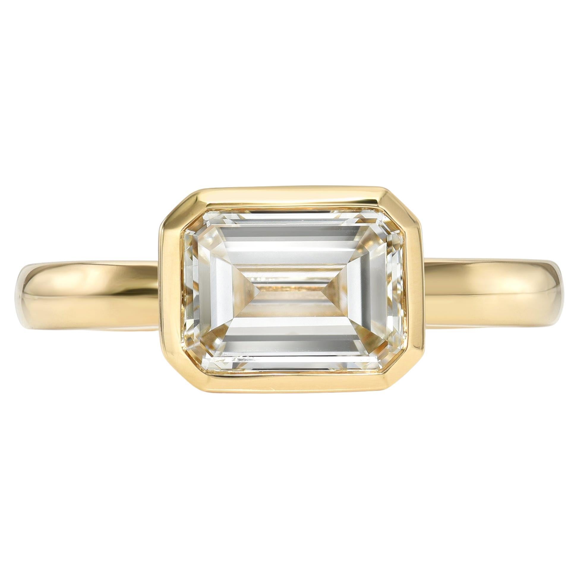 Handcrafted Leah Emerald Cut Diamond Ring by Single Stone For Sale