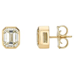 Handcrafted Leah Emerald Cut Diamond Stud Earrings by Single Stone