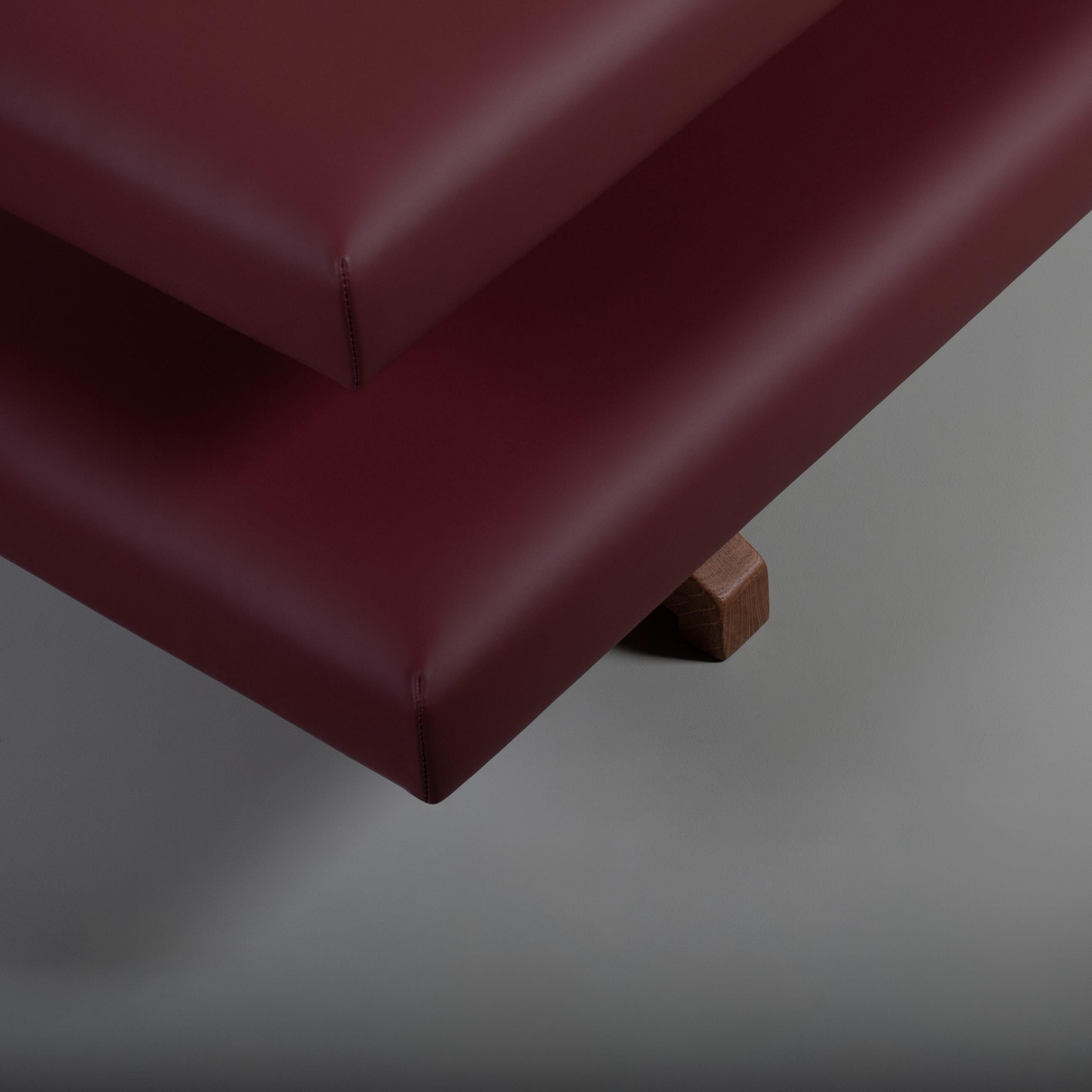 Pelle Letto da giorno artigianale in pelle e Oak in vendita