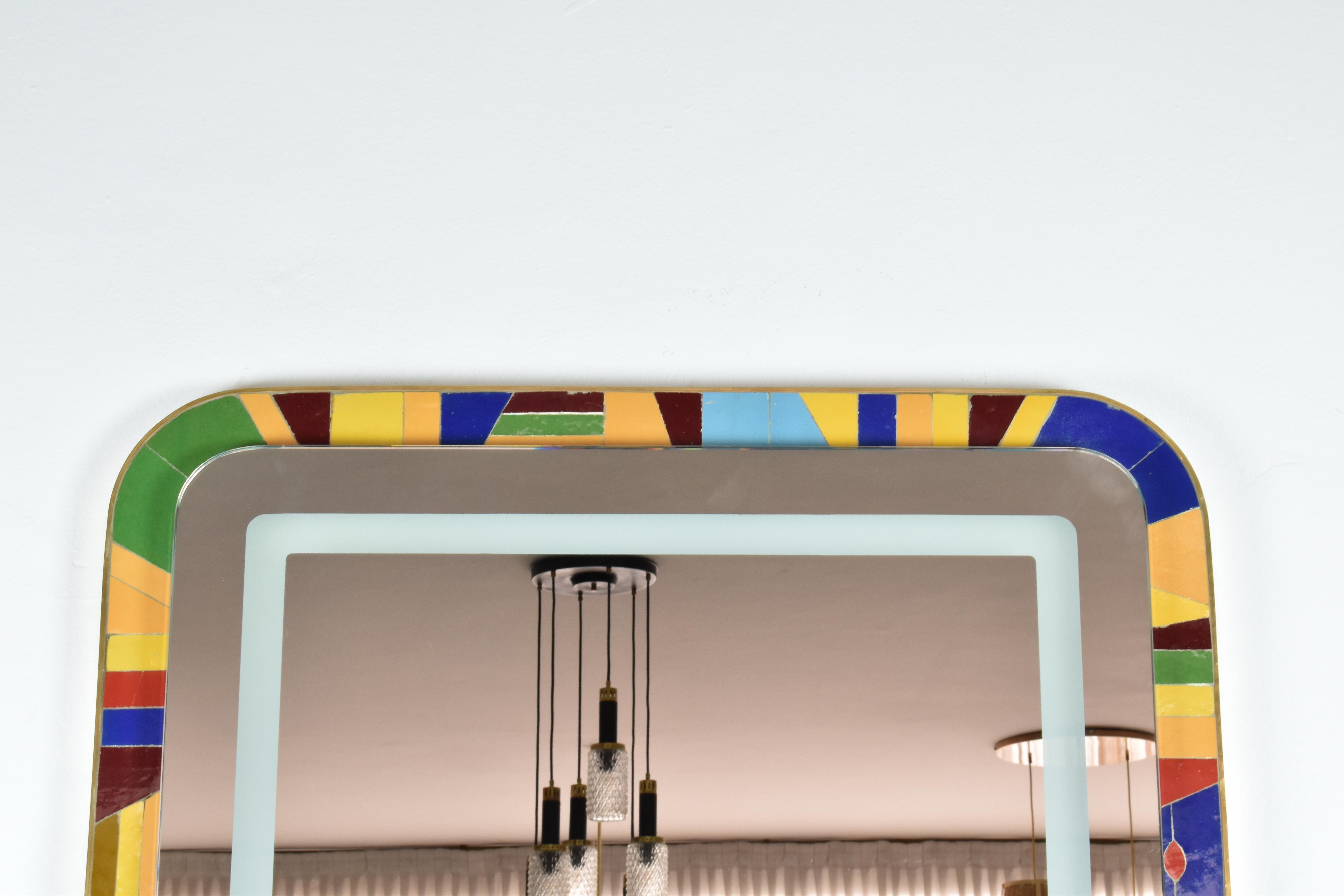 Handcrafted Led Light Mosaik und Messing Badezimmerspiegel von Jonathan Amar Studio  im Zustand „Neu“ im Angebot in Paris, FR