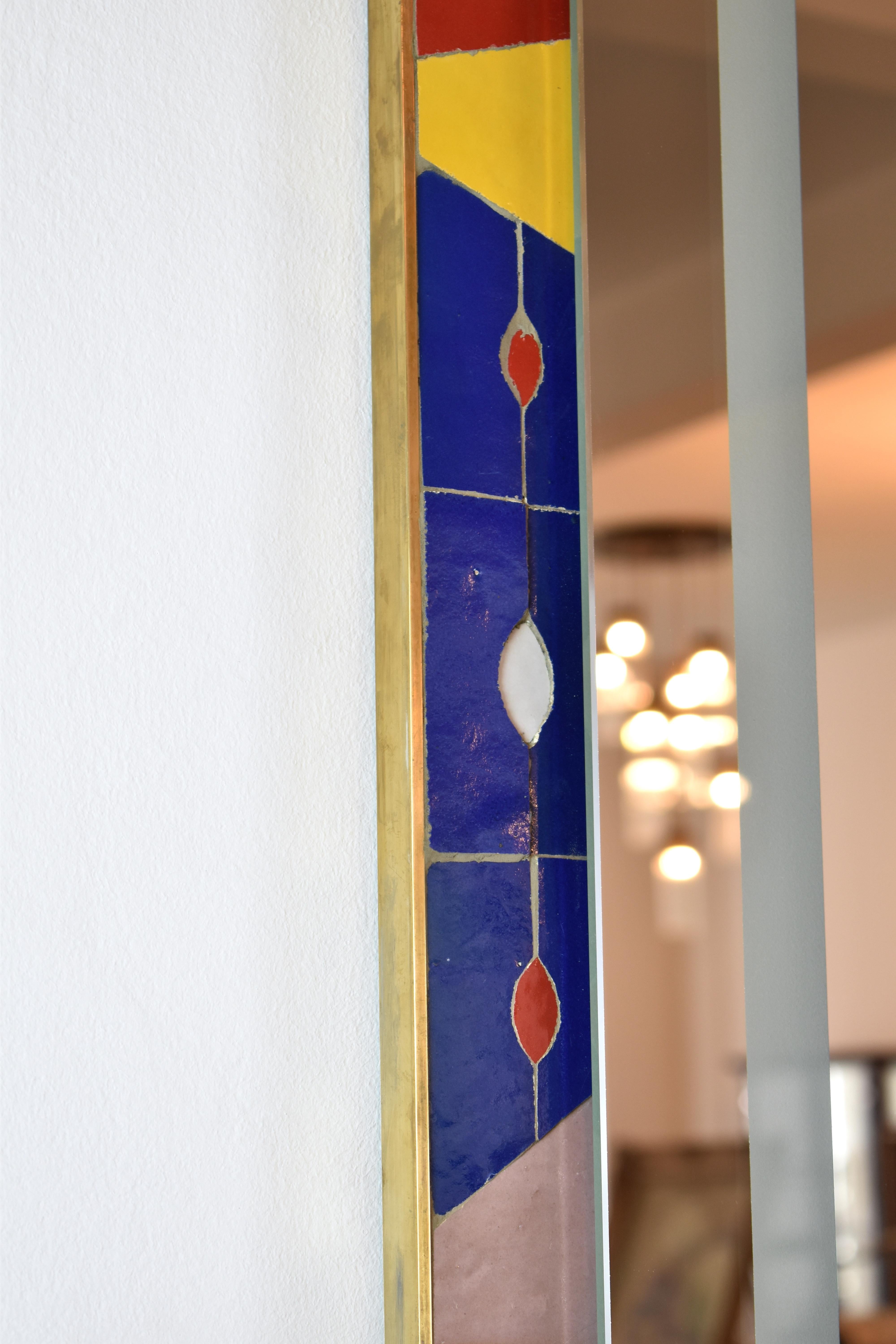 Handcrafted Led Light Mosaik und Messing Badezimmerspiegel von Jonathan Amar Studio  im Angebot 1