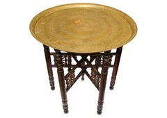 Handcrafted Liberty of London Folding Tea Table, Brass Tray, 1900s