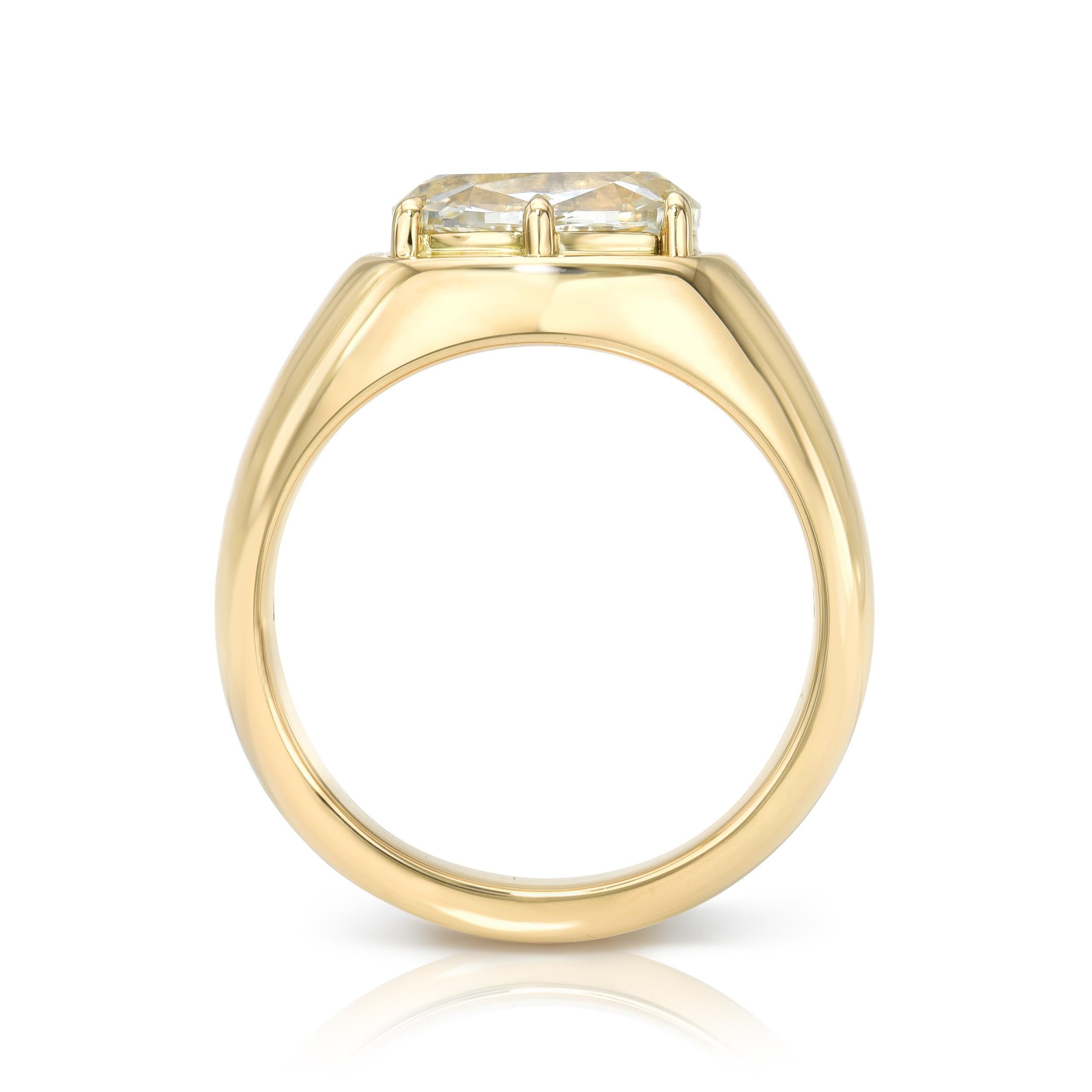 Handgefertigter Lila-Diamantring mit antikem Kissenschliff von Single Stone im Zustand „Neu“ im Angebot in Los Angeles, CA