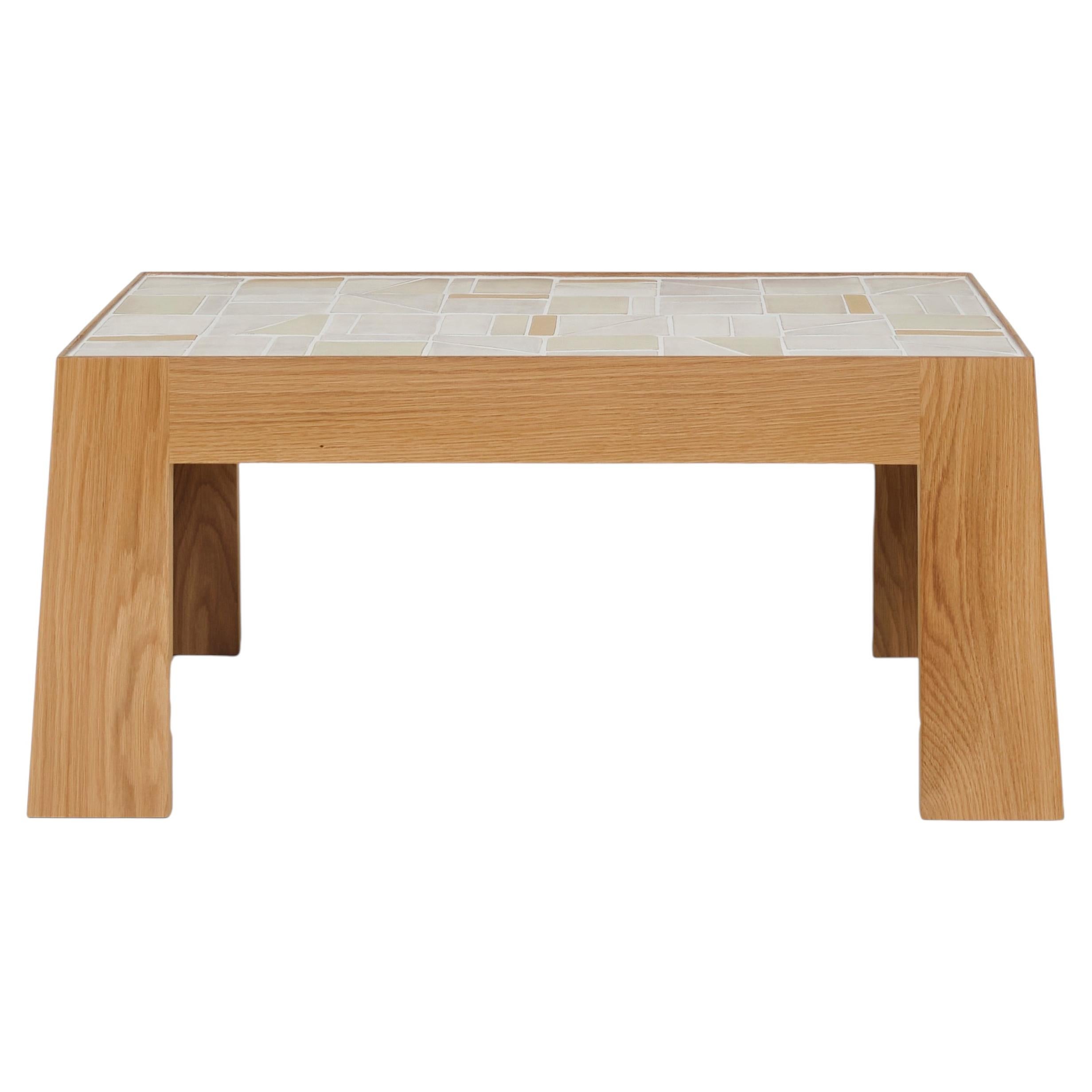 Handcrafted Lith Coffee Table by Lynnea Jean, Oak Frame & Ceramic Top, In-stock