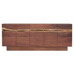 Crédence artisanale à bord vif en bois tropical massif