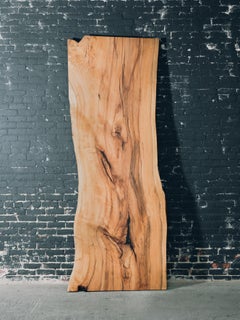 Live Edge Solid Wood Beech Slab Table with Modern Bronze Cast Iron Base