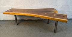 Handcrafted Live Edge Walnut Coffee Table with Butterfly Inlays