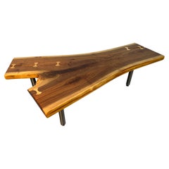 Handcrafted Live Edge Walnut Coffee Table with Butterfly Inlays