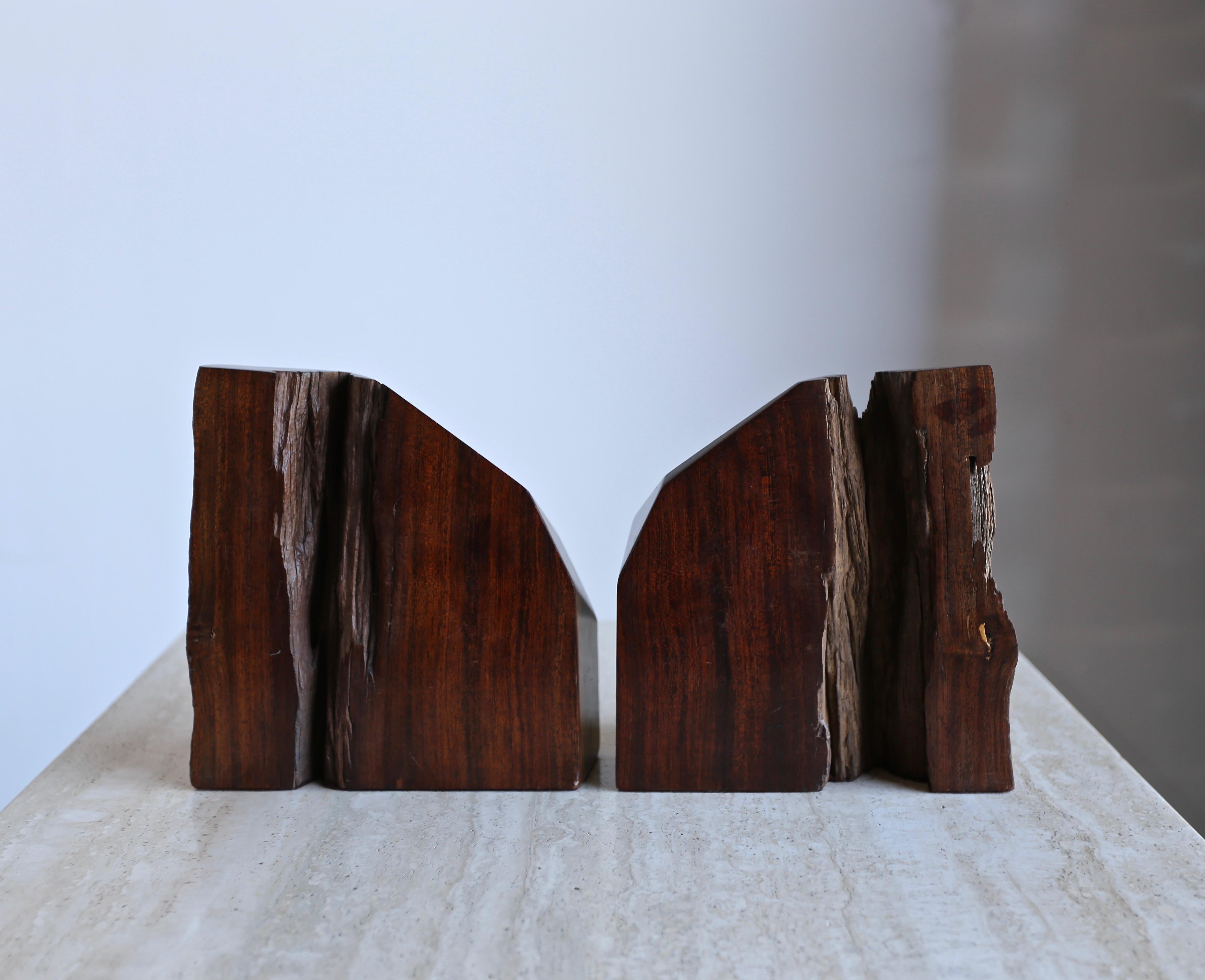 Mid-Century Modern Handcrafted Live Edge Wood Bookends