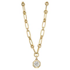 Handcrafted Lola Old European Cut Diamond Drop Necklace by Single Stone